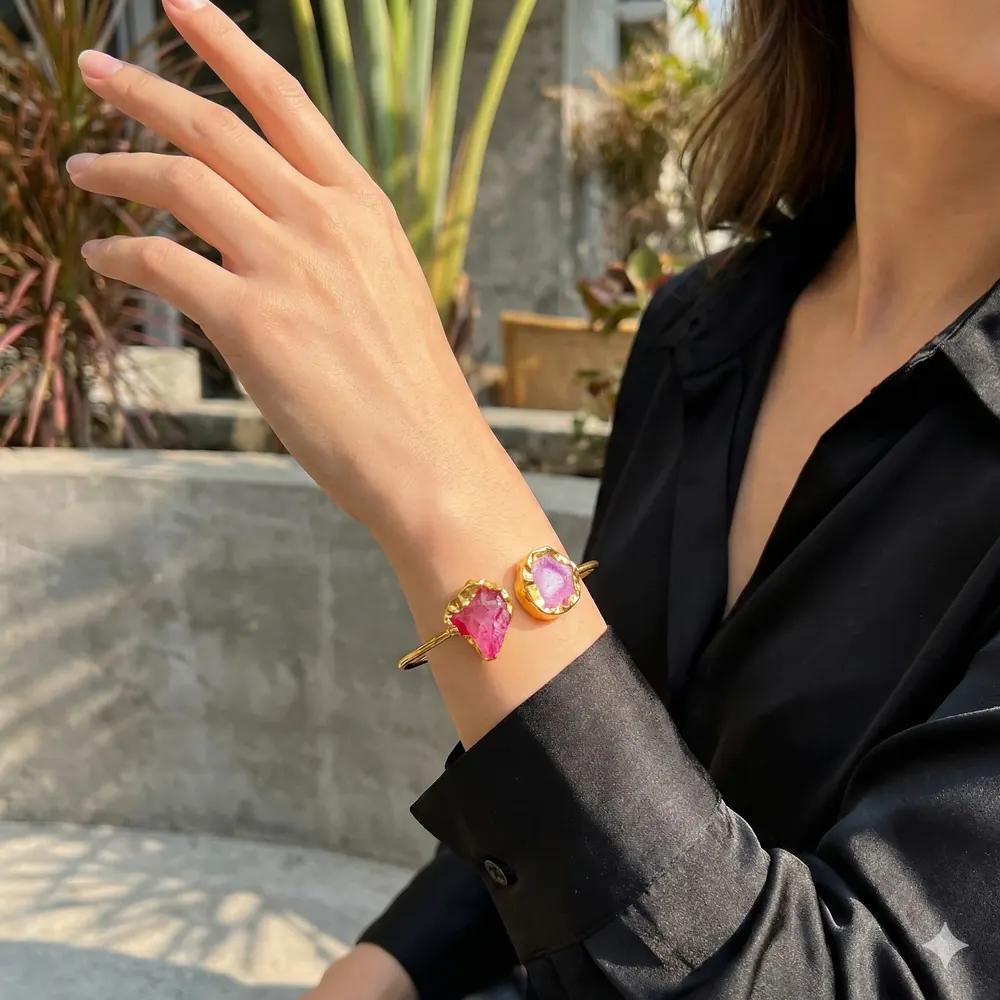Colour Stone Cuff Bracelet, view 2