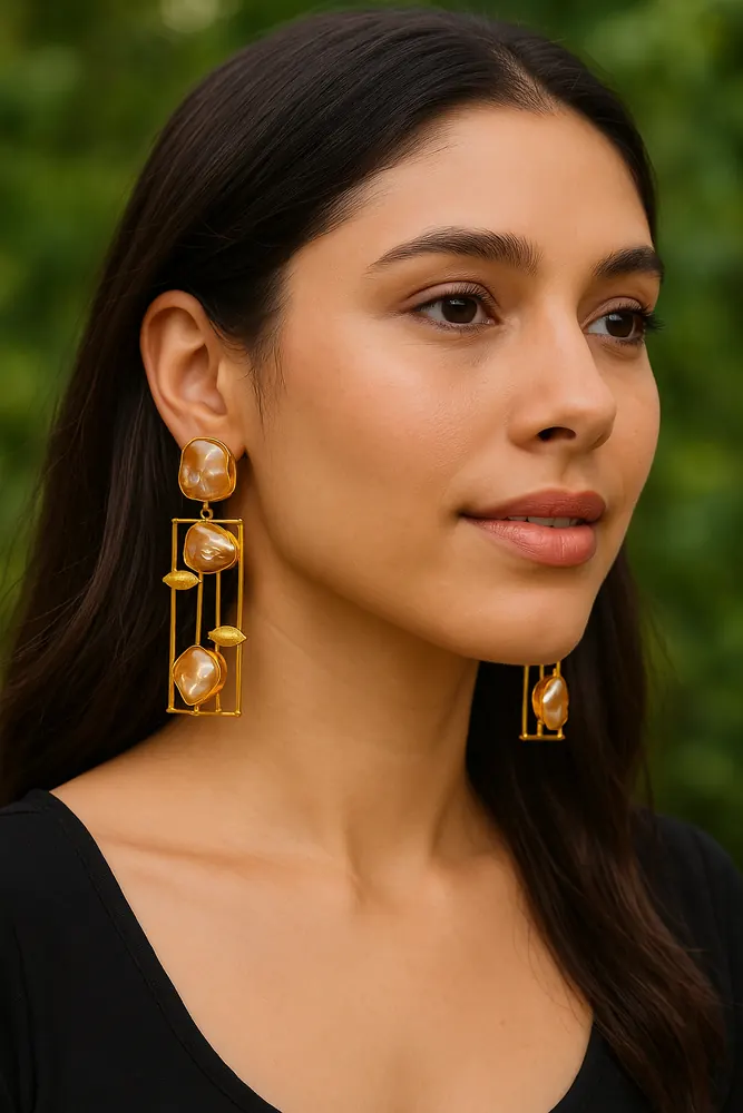 Pearl Frame Drop Earrings